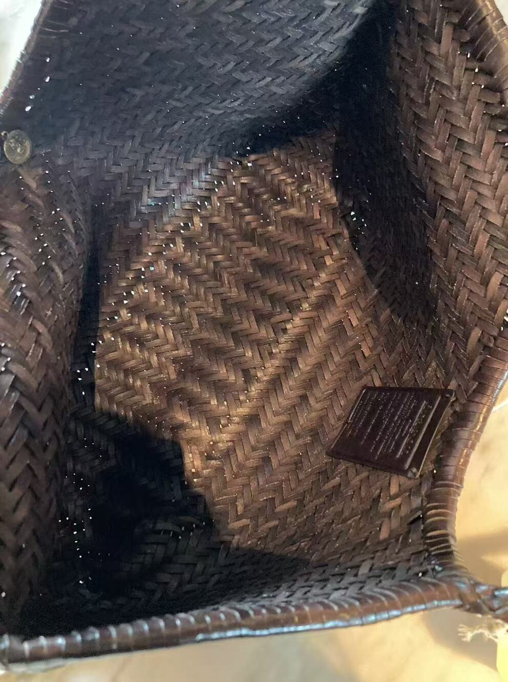 Dragon Diffusion Nantucket Large Dark Brown Hand‑Woven Leather Shoulder Tote - Picture 6 of 7